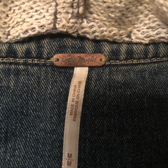 Free People Knit Hooded Denim Jacket (Medium) - Picture 3 of 5